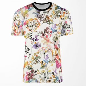 Wild Flowers And Plants Watercolor Wild Nature Botanical Print All-over-print T-shirt