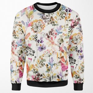 Wild Flowers And Plants Watercolor Wild Nature Botanical Print All-over-print Unisex Sweatshirt