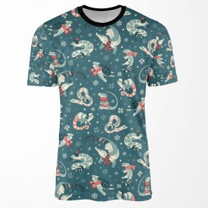 Winter Herps In Dark Blue All-over-print T-shirt