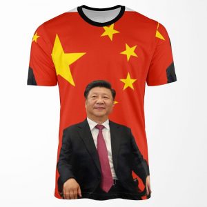 Xi Jinping In Front Of The Chinese Flag All-over-print T-shirt