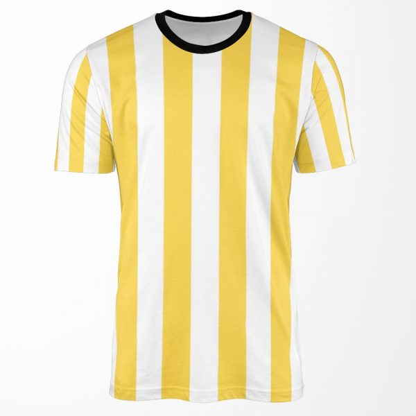 Yellow And White Vertical Stripes All-over-print T-shirt