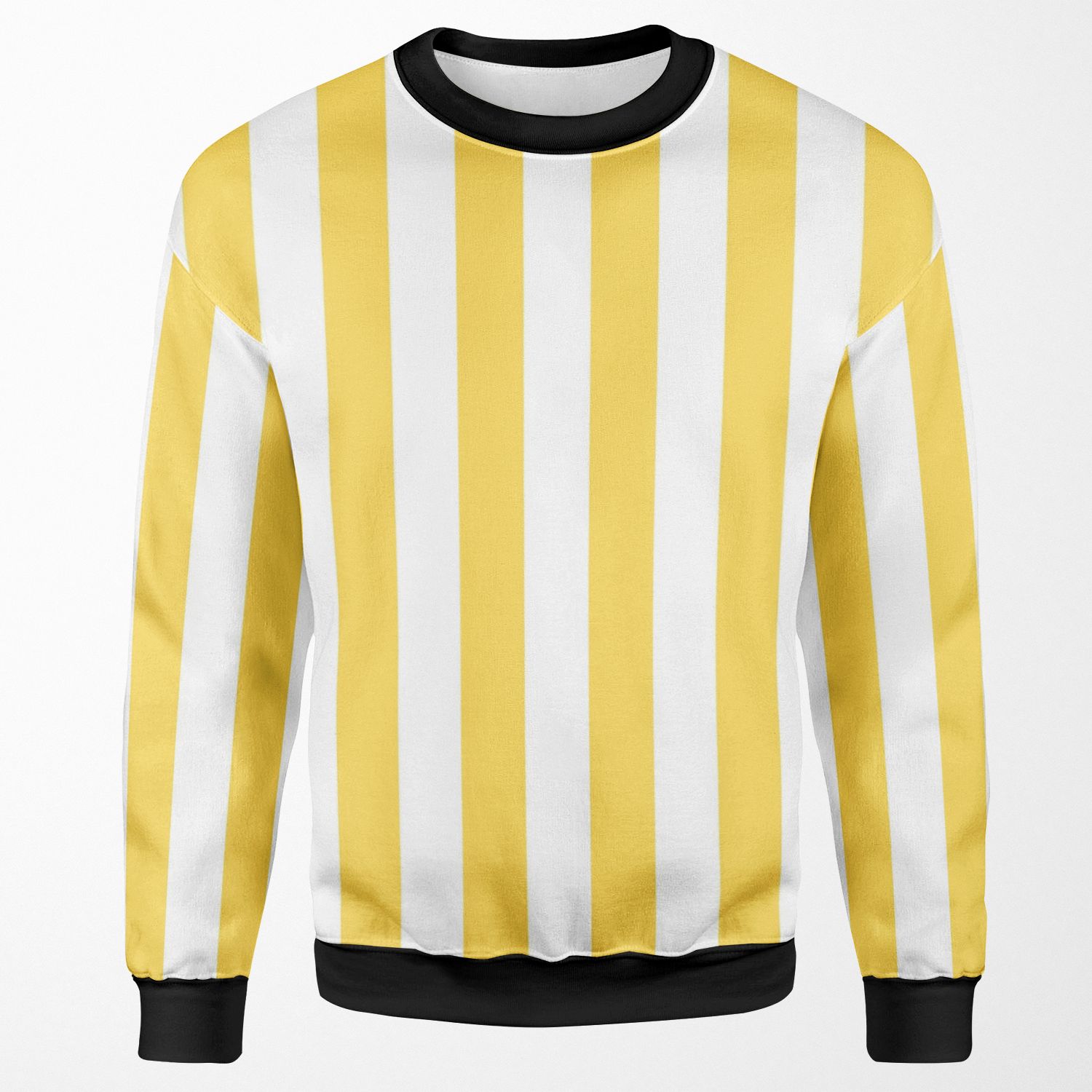 Yellow And White Vertical Stripes All-over-print Unisex Sweatshirt