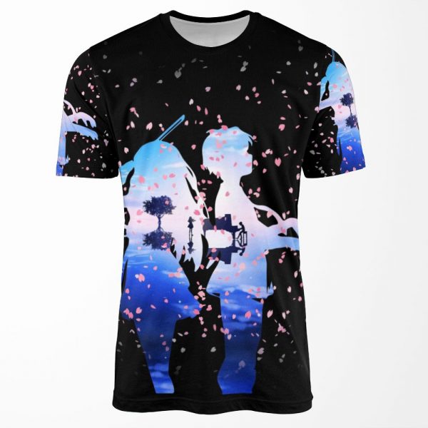Your Lie In April Shigatsu Wa Kimi No Uso Kaori And Kousei Anime Cherry Blossoms All-over-print T-shirt