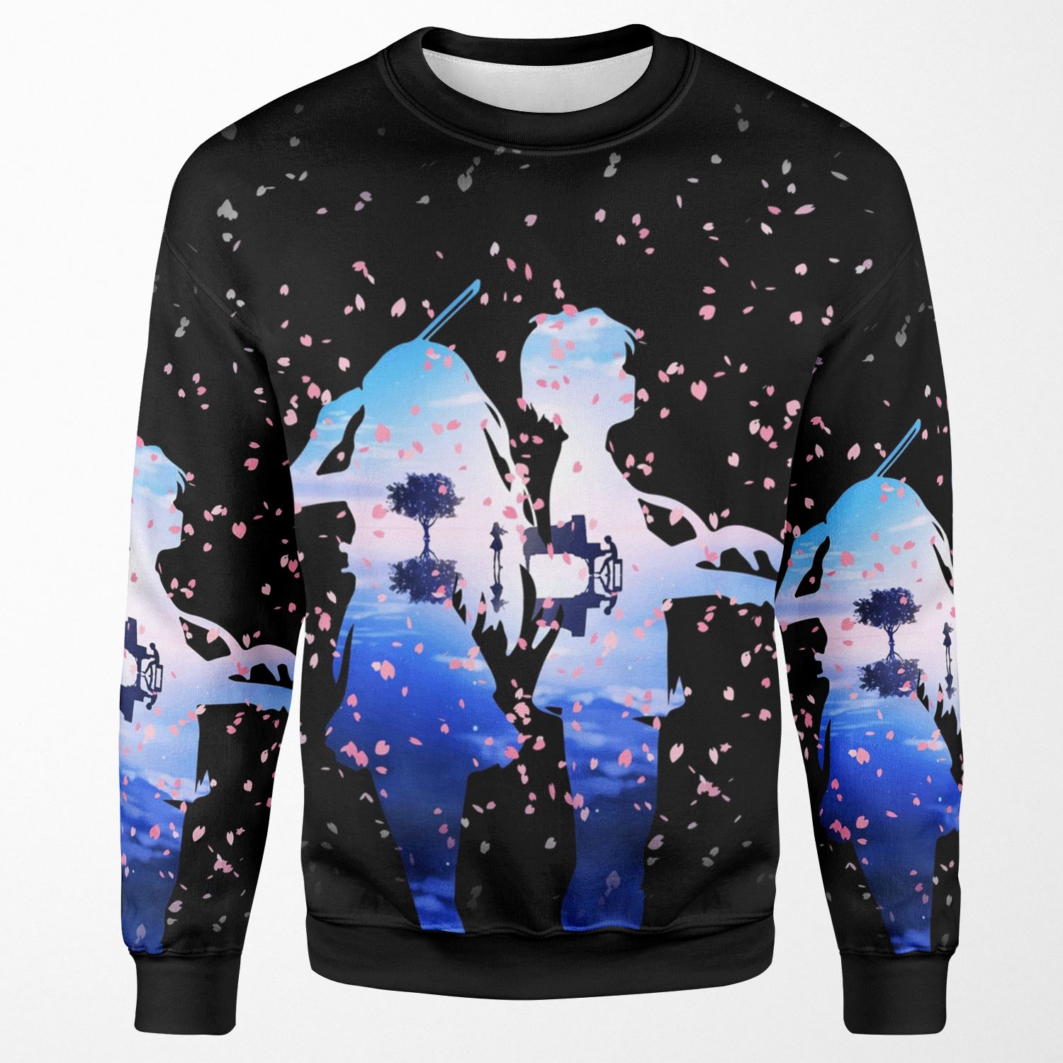 Your Lie In April Shigatsu Wa Kimi No Uso Kaori And Kousei Anime Cherry Blossoms All-over-print Unisex Sweatshirt