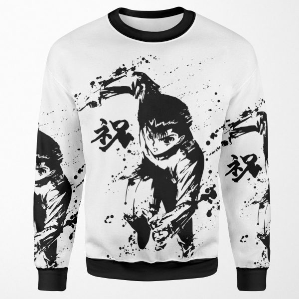 Yusuke Yusuke Urameshi Black Ink Drop All-over-print Unisex Sweatshirt