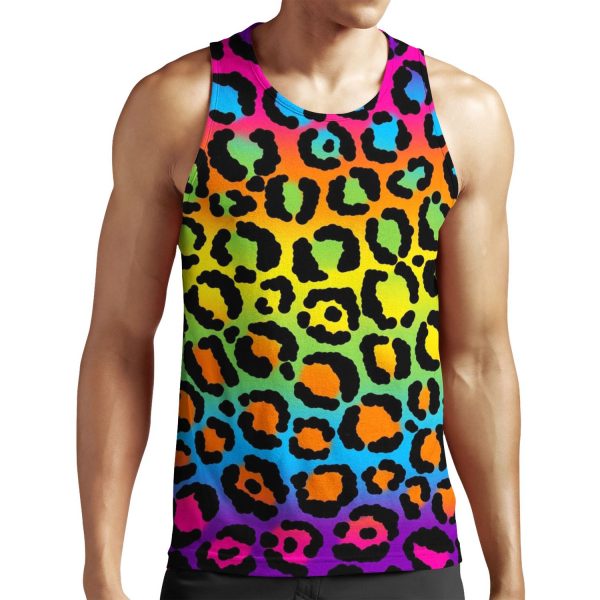 1997 Neon Rainbow Leopard Print All-over-print Unisex Tank Top
