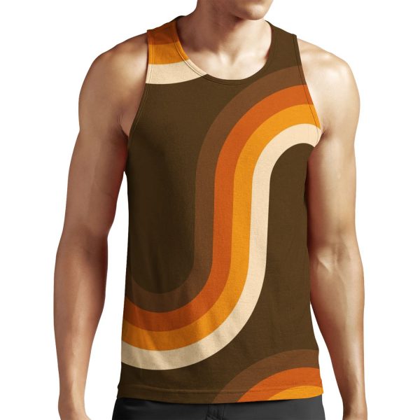 70S Pattern Orange And Brown Waves All-over-print Unisex Tank Top