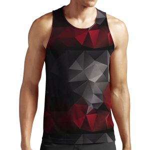Abstract Background Of Triangles Polygon Wallpaper In Black Red Colors 1 All-over-print Unisex Tank Top
