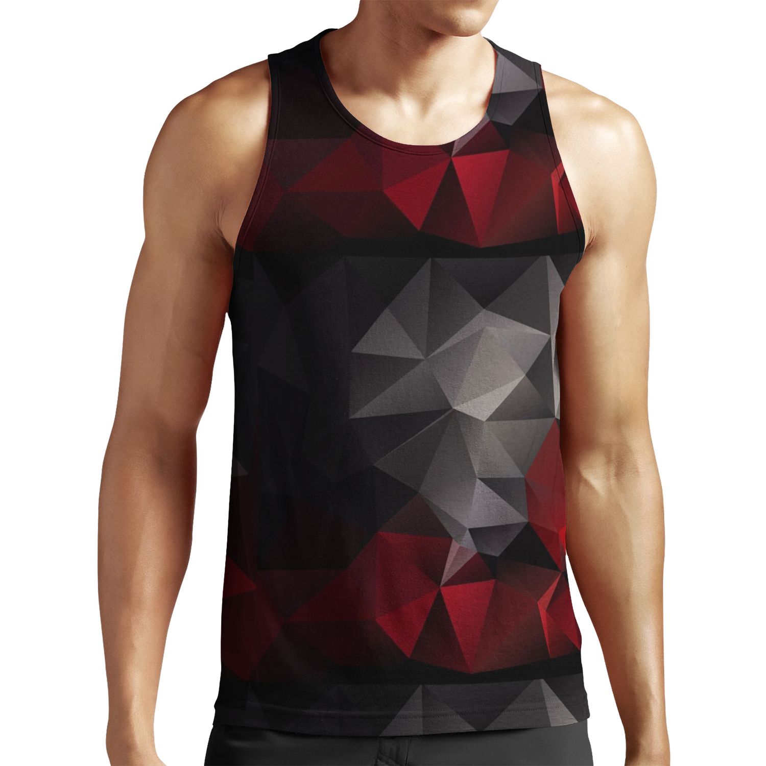 Abstract Background Of Triangles Polygon Wallpaper In Black Red Colors 1 All-over-print Unisex Tank Top