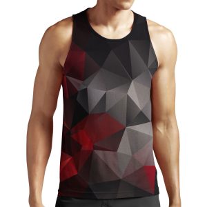 Abstract Background Of Triangles Polygon Wallpaper In Black Red Colors 2 All-over-print Unisex Tank Top