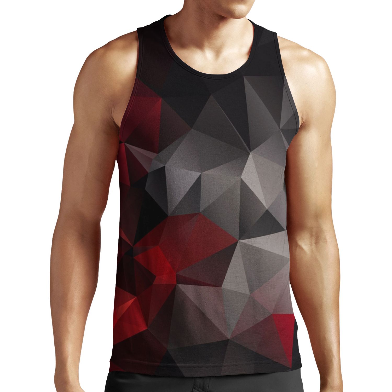 Abstract Background Of Triangles Polygon Wallpaper In Black Red Colors 2 All-over-print Unisex Tank Top
