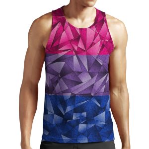 Abstract Fractal Triangles Bisexual Pride Flag Pattern All-over-print Unisex Tank Top