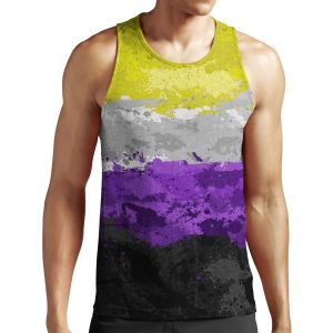 Abstract Paint Splatter Non Binary Pride Flag Pattern All-over-print Unisex Tank Top