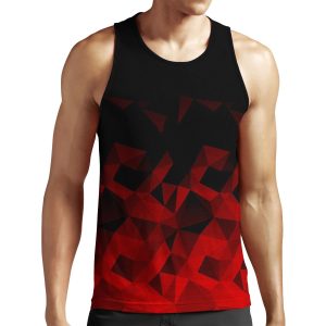 Abstract Polygonal Pattern Red Black Triangles All-over-print Unisex Tank Top