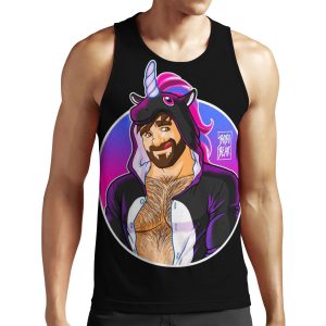 Adam Likes Unicorns Round Detail All-over-print Unisex Tank Top