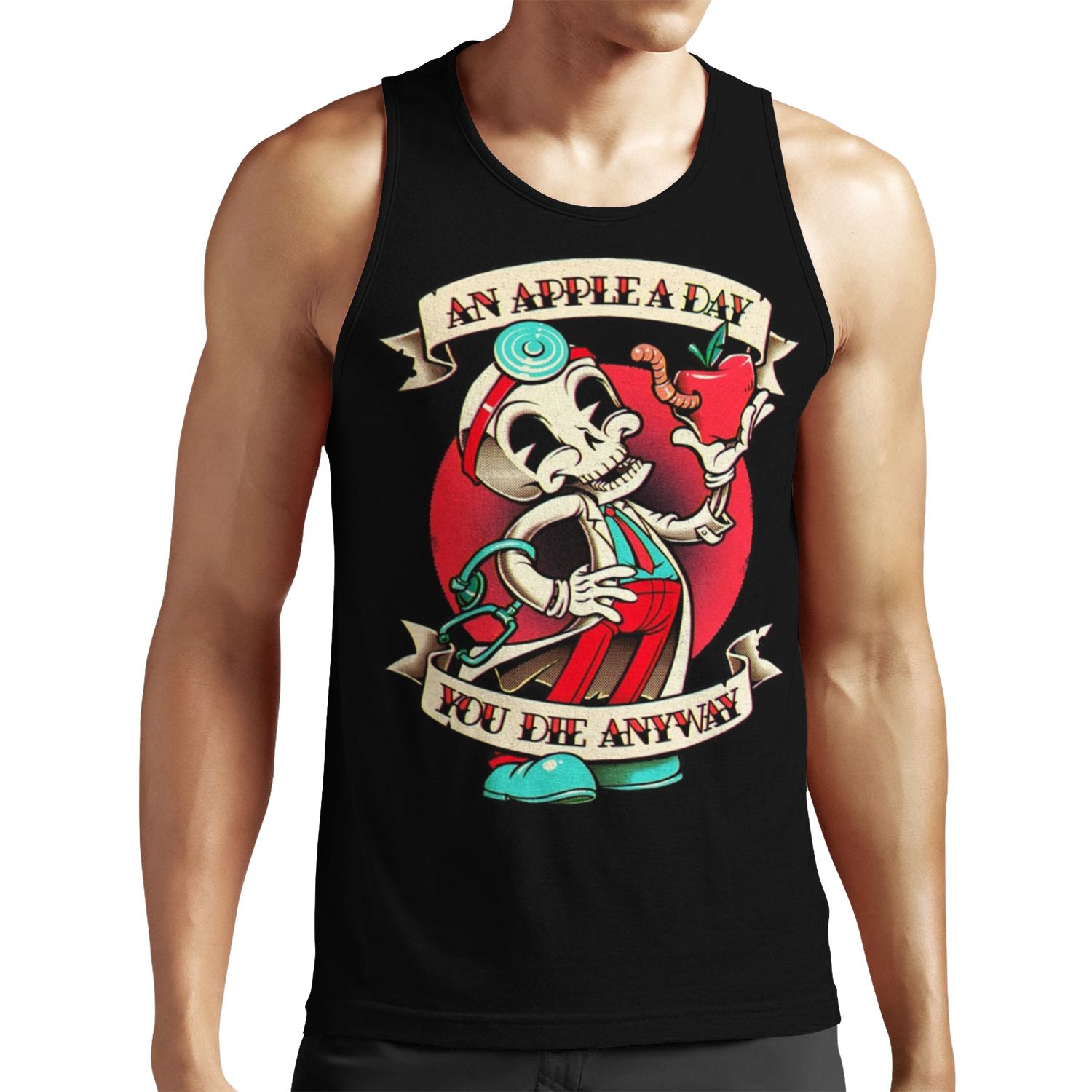 An Apple A Day You Die Anyway All-over-print Unisex Tank Top