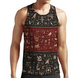 Ancient Egyptian Hieroglyphs Black And Red Leather And Gold All-over-print Unisex Tank Top