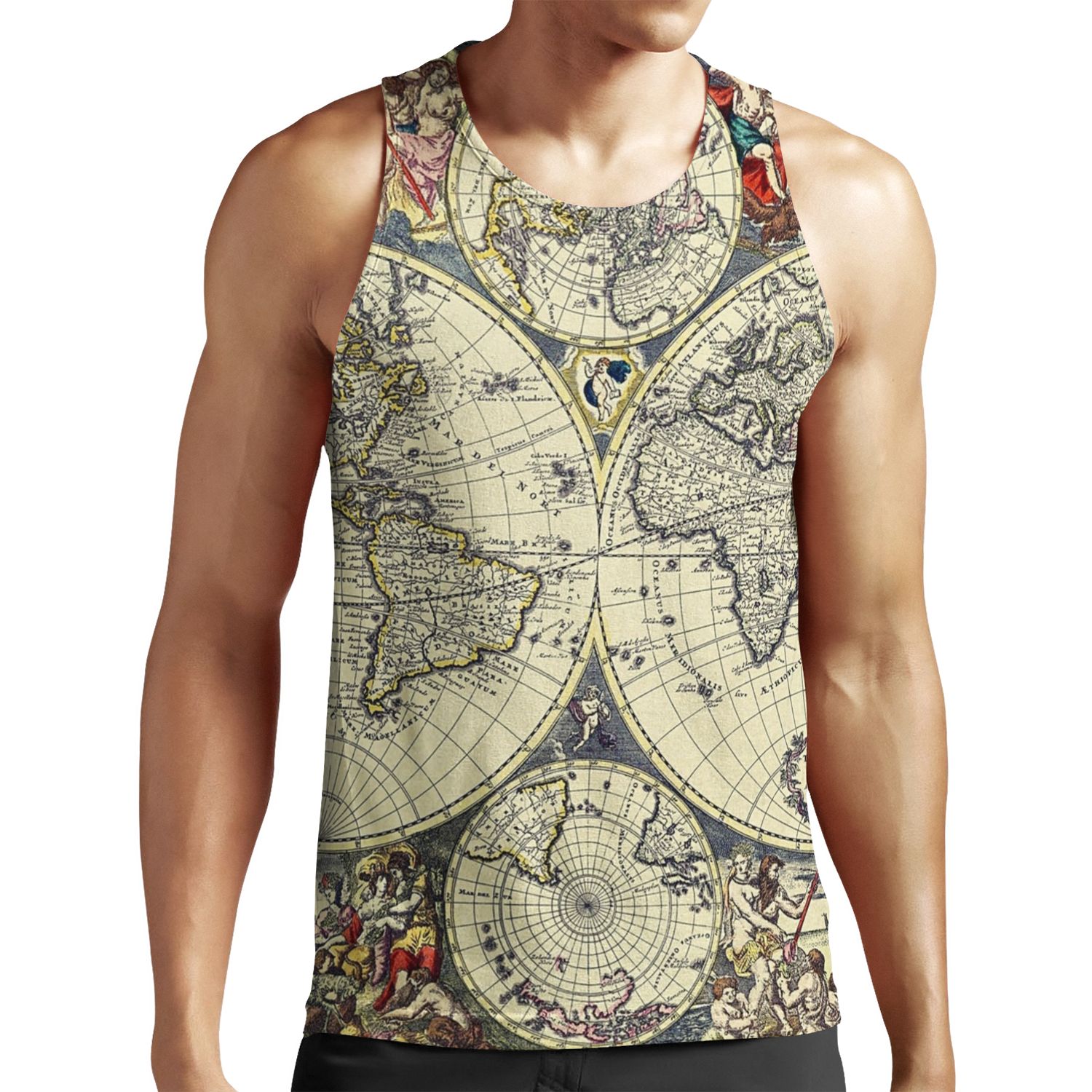 Antique World Map By Justus Danckerts Digital Editing All-over-print Unisex Tank Top