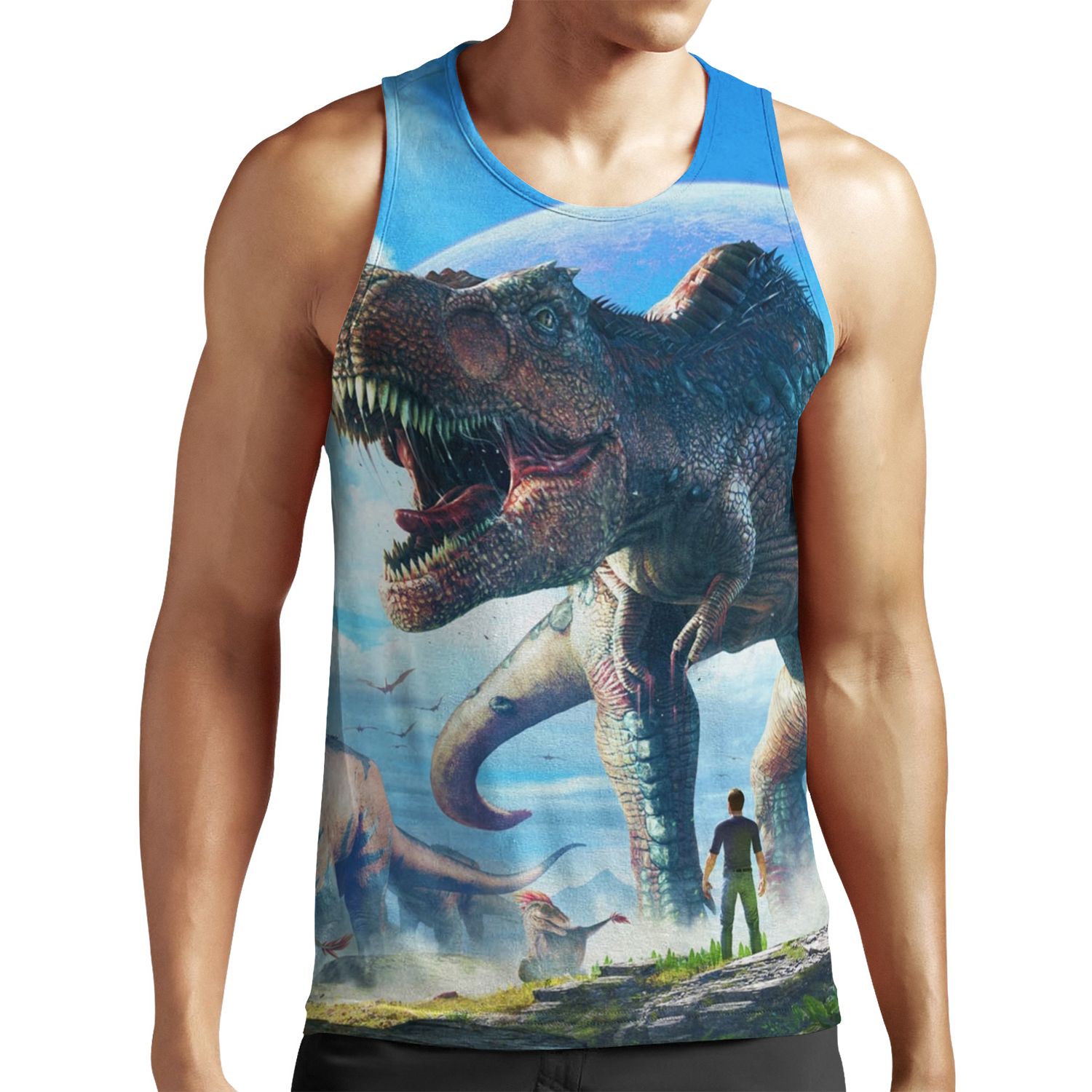 Ark Survival Evolved T Rex Sky All-over-print Unisex Tank Top