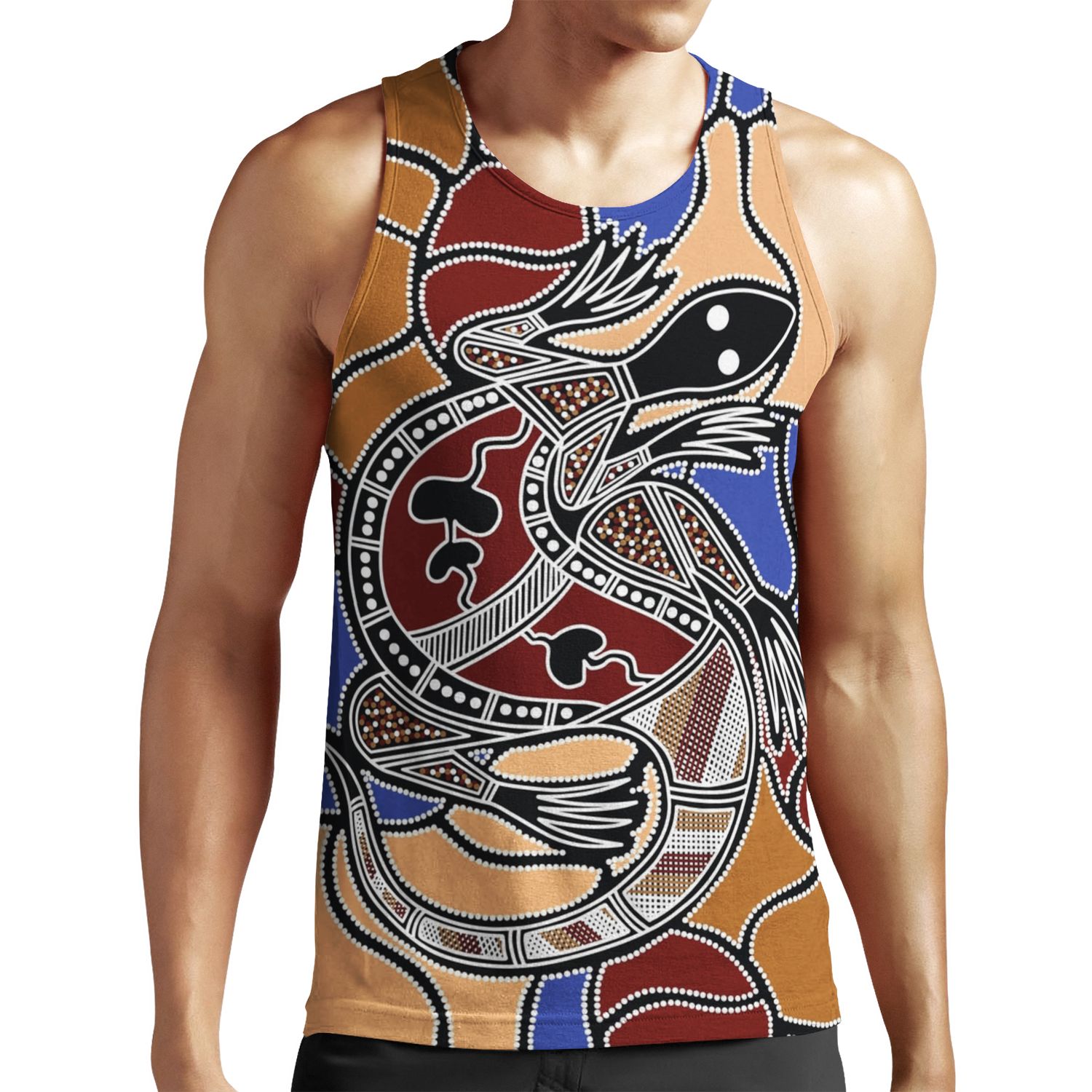 Authentic Aboriginal Art Goanna Lizard Dreaming All-over-print Unisex Tank Top