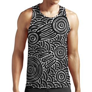 Authentic Aboriginal Art Meeting Places B And Amp%3Bw All-over-print Unisex Tank Top