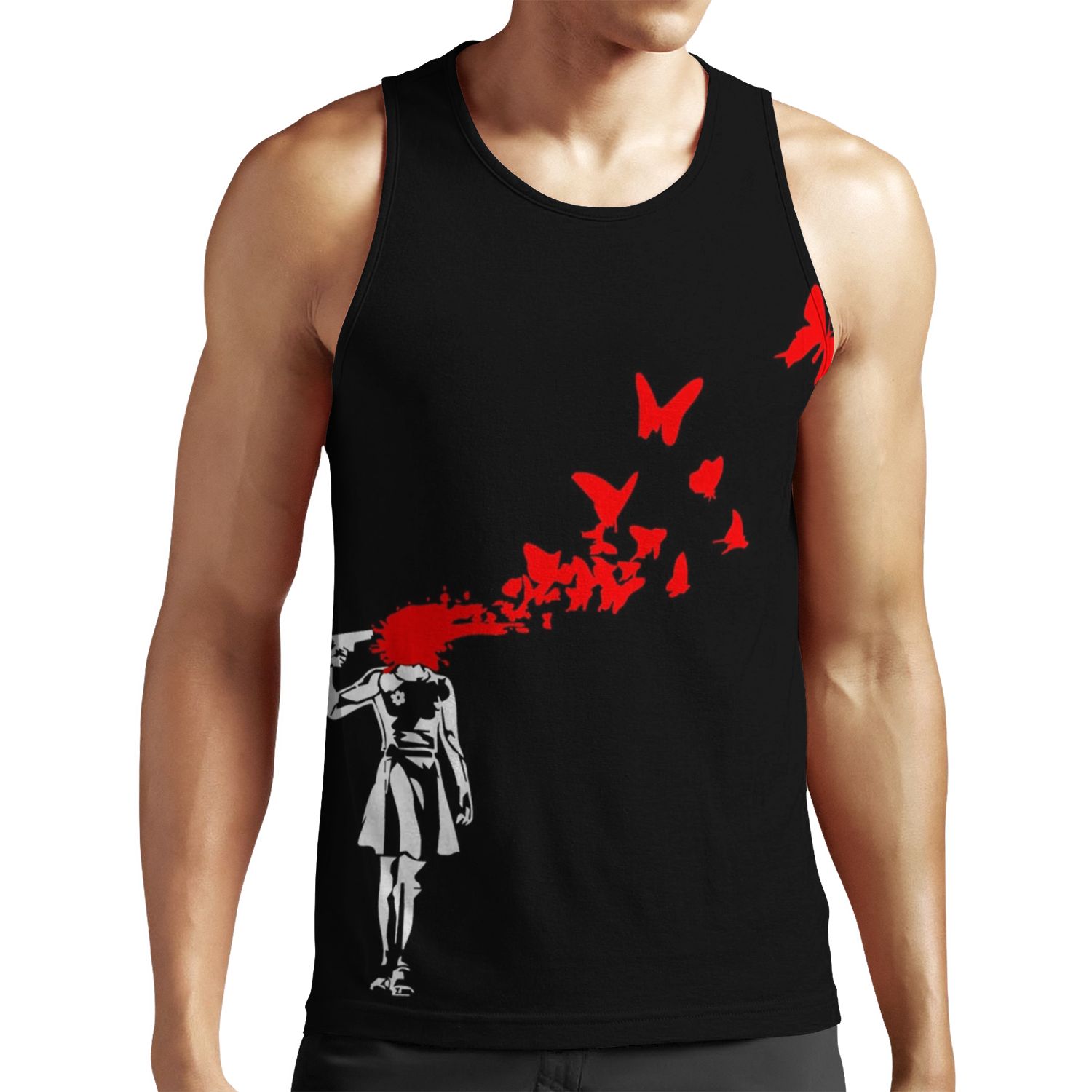 Banksy Girl Butterfly All-over-print Unisex Tank Top