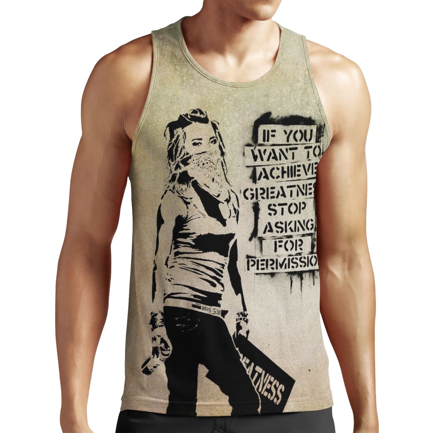 Banksy Greatness All-over-print Unisex Tank Top