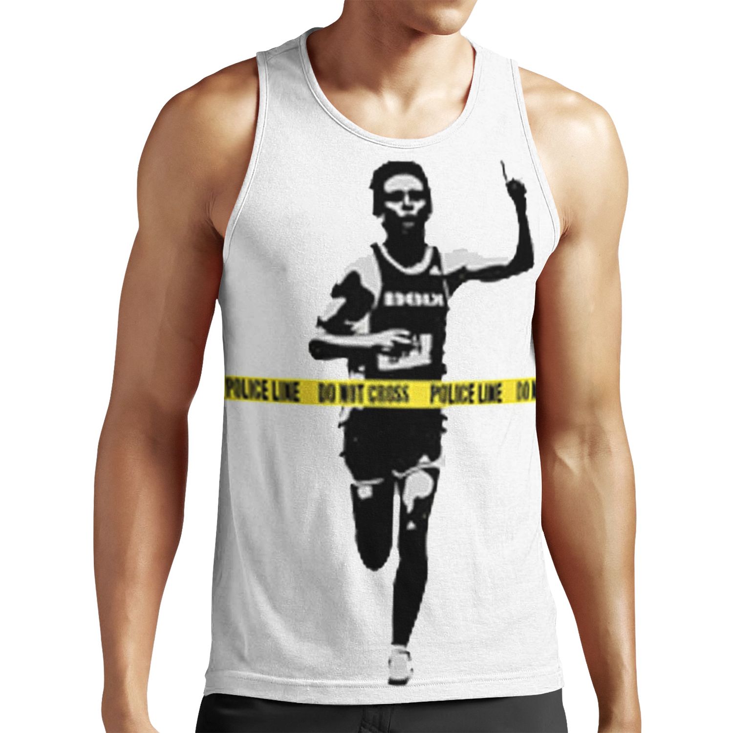 Banksy Marathon Runner Police Line All-over-print Unisex Tank Top
