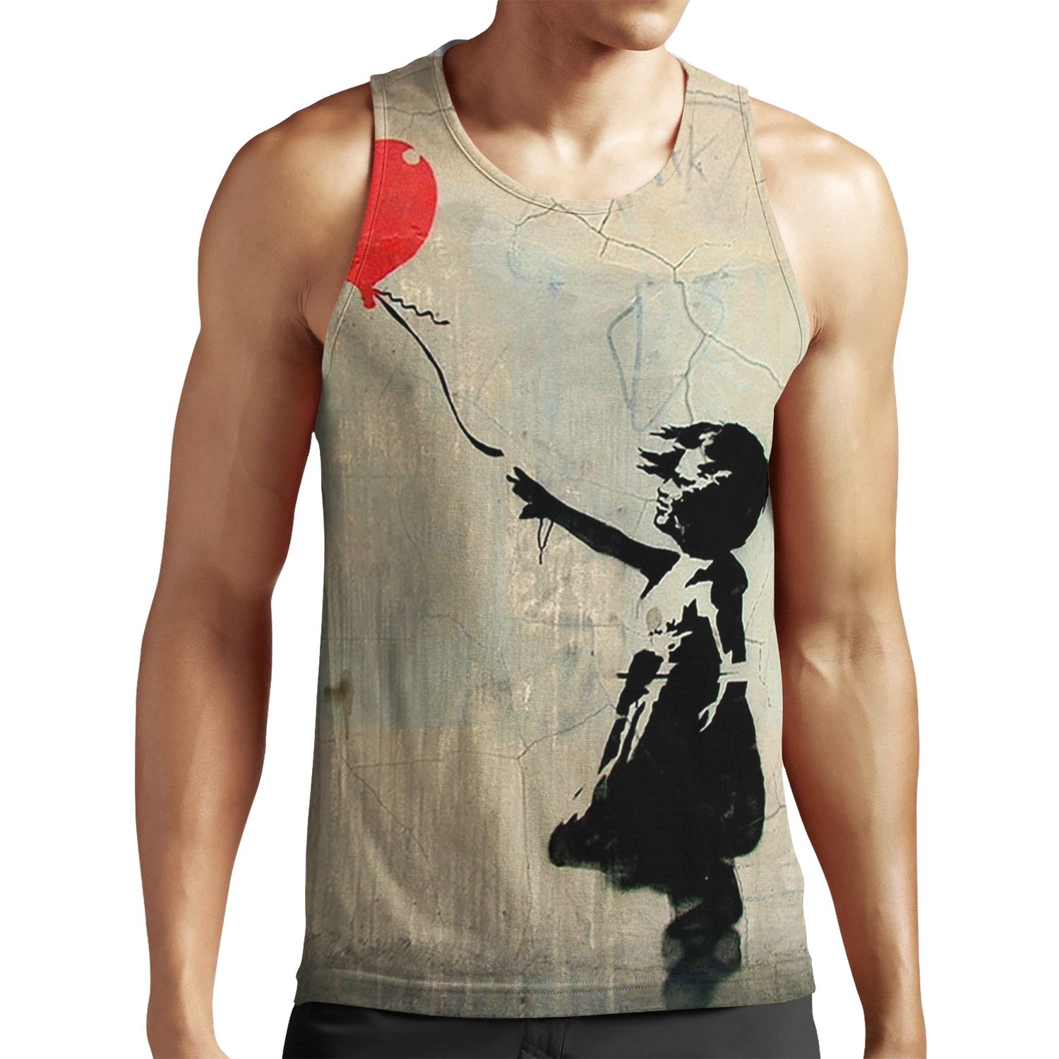 Banksy Red Heart Balloon All-over-print Unisex Tank Top