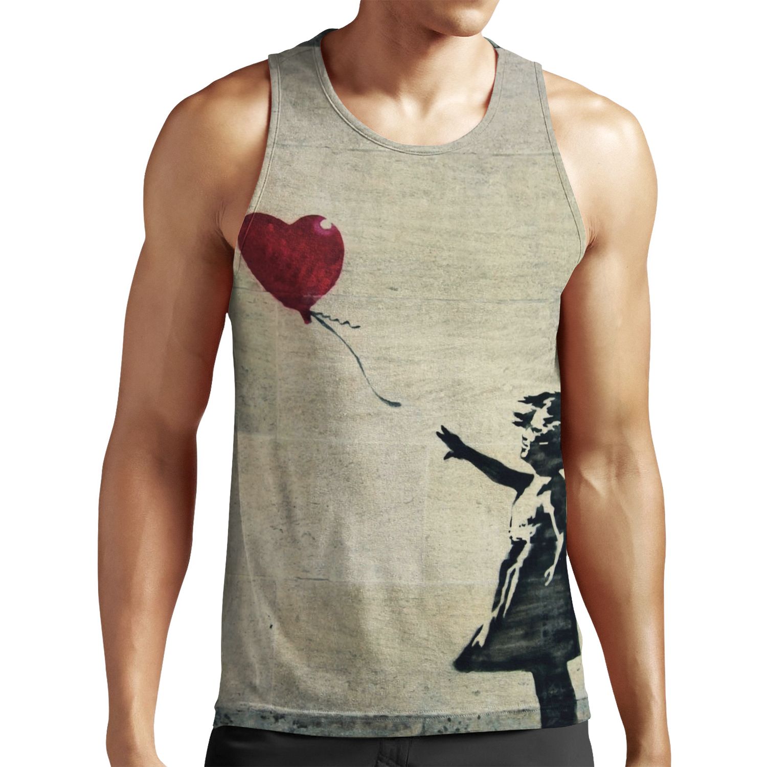 Banksy S Girl With A Red Balloon Iii All-over-print Unisex Tank Top