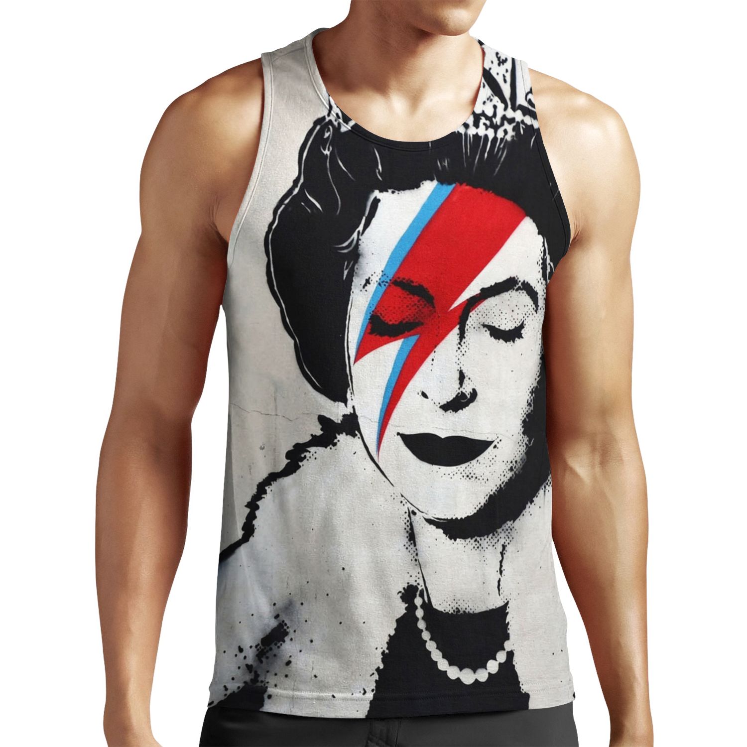 Banksy Uk England Queen Elisabeth Rockband Face Makeup Original Hd All-over-print Unisex Tank Top