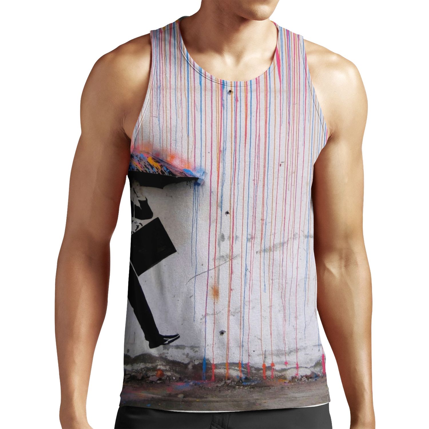 Banksy Umbrella Rainbow Happy Girl All-over-print Unisex Tank Top