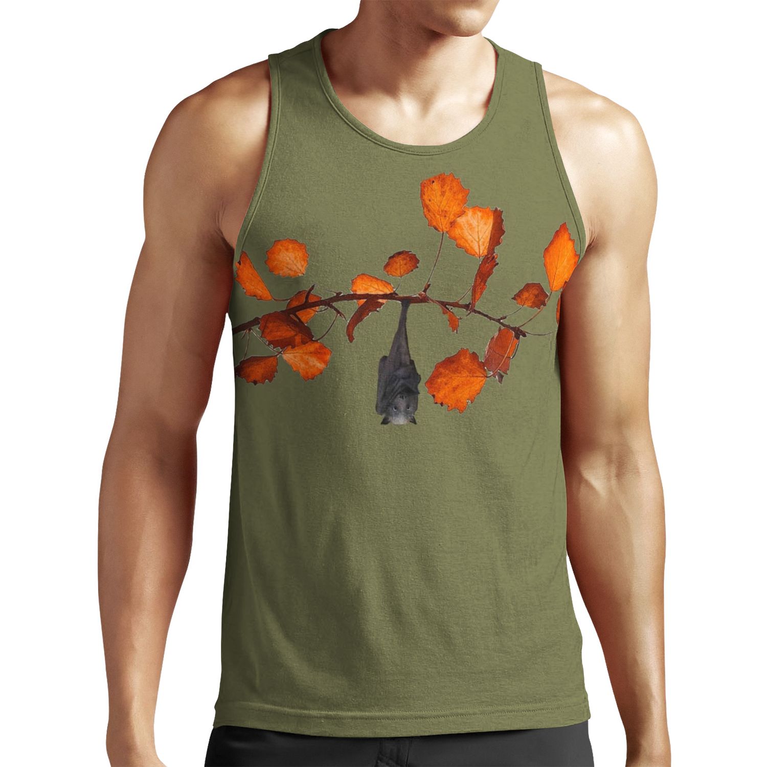 Batzilla Just Hanging Around Moss Green All-over-print Unisex Tank Top