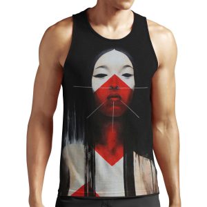 Beautiful Black And Red Fine Art Japanese Illustration All-over-print Unisex Tank Top
