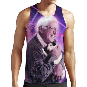 Bernie Sanders Halftone Cat In Space All-over-print Unisex Tank Top