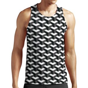 Black And White Cube Pattern 3D Effect All-over-print Unisex Tank Top