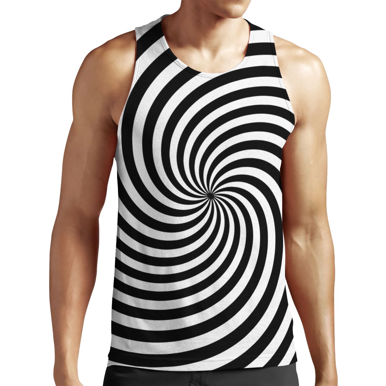 Black And White Op Art Spiral All-over-print Unisex Tank Top