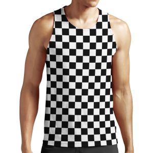 Black Checkered Pattern All-over-print Unisex Tank Top