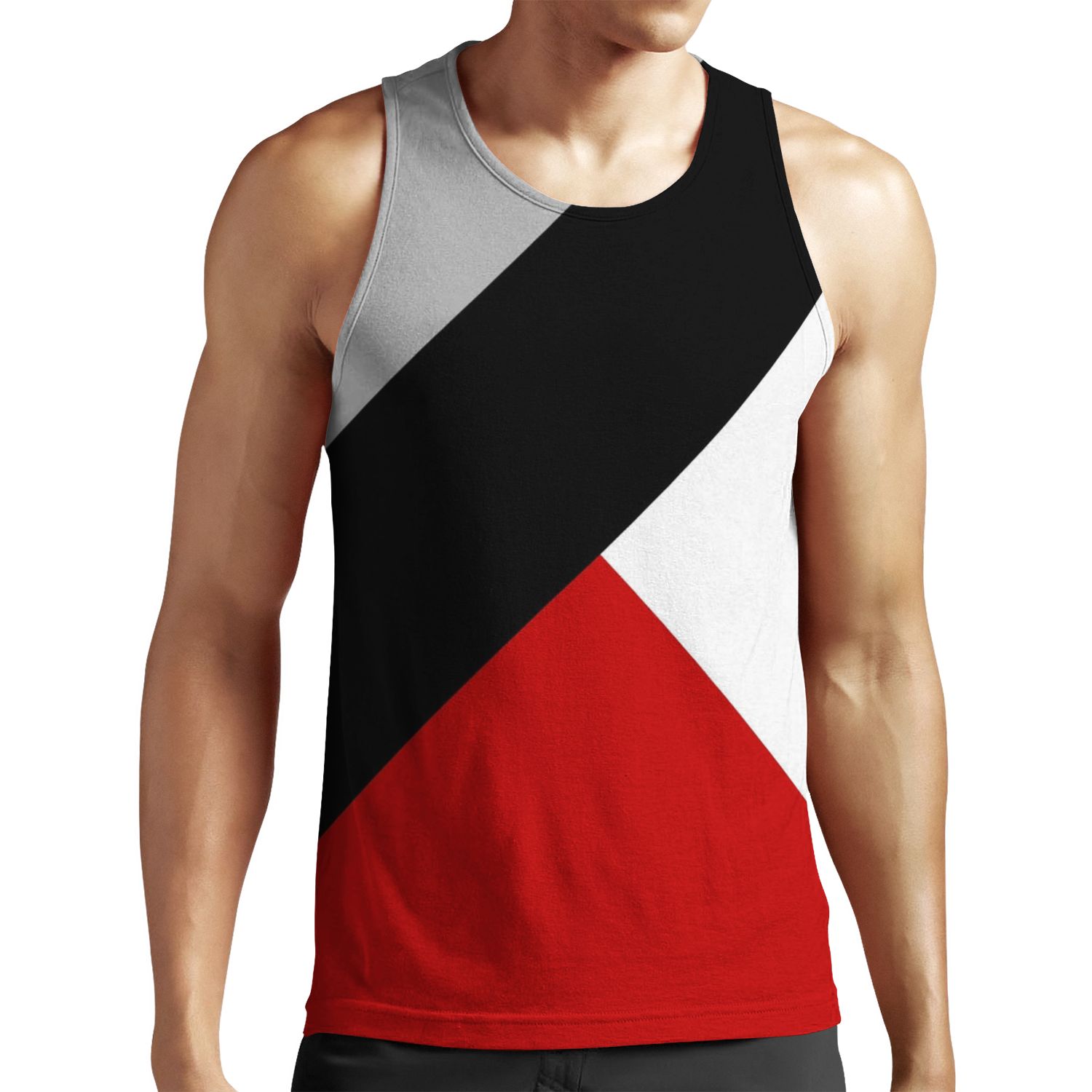 Black Diagonal Stripe With Triangles All-over-print Unisex Tank Top