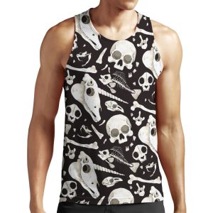 Black Skulls And Bones Wunderkammer All-over-print Unisex Tank Top