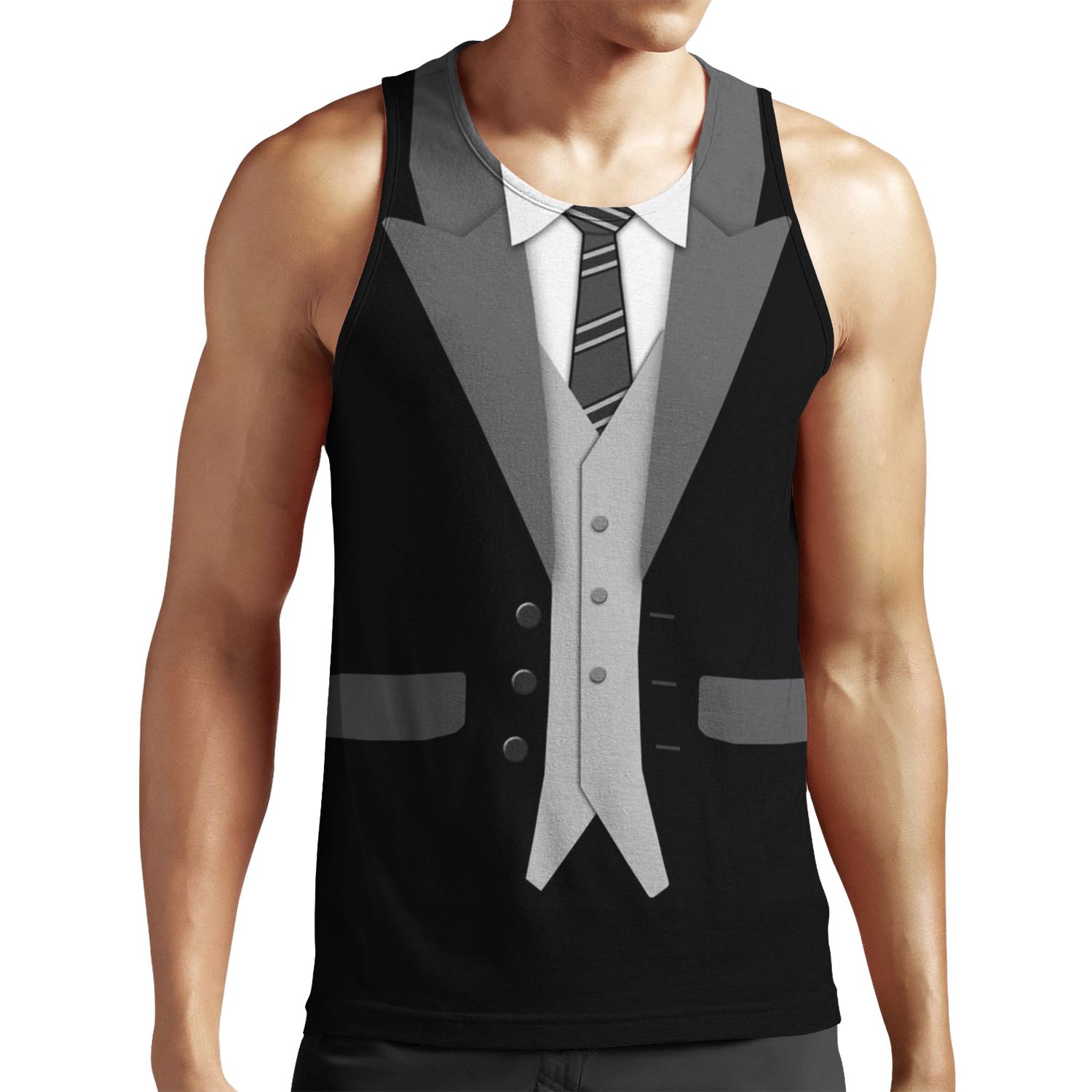 Black Suit Tie And Vest All-over-print Unisex Tank Top