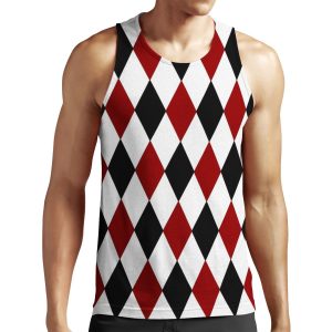 Black White Red Harlequin All-over-print Unisex Tank Top
