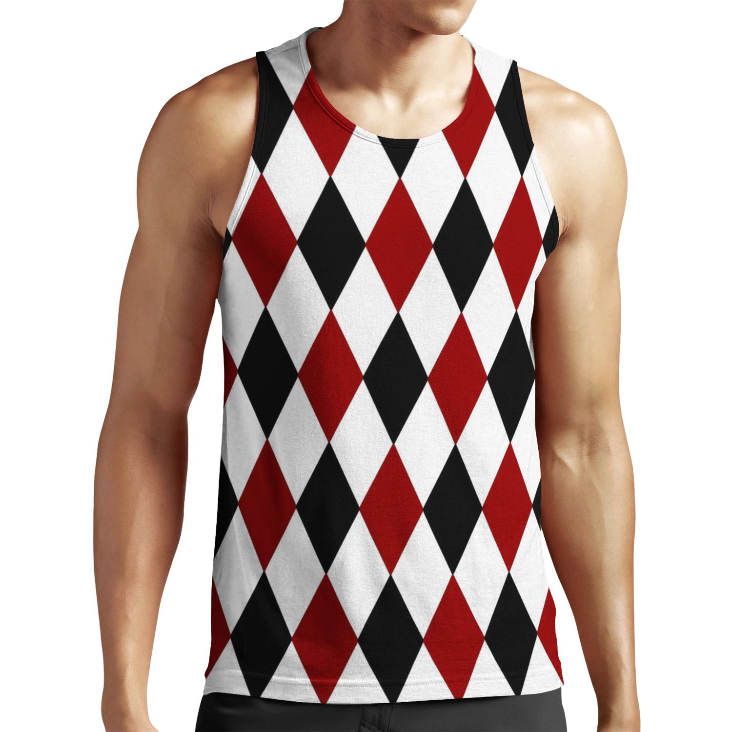 Black White Red Harlequin All-over-print Unisex Tank Top