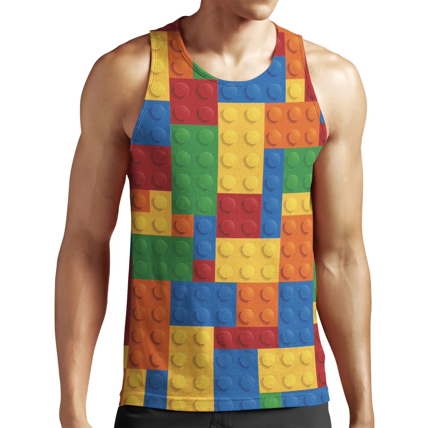 Block Pattern All-over-print Unisex Tank Top