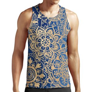 Blue And Gold Mandala Pattern All-over-print Unisex Tank Top