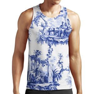 Blue Chinoiserie Toile All-over-print Unisex Tank Top