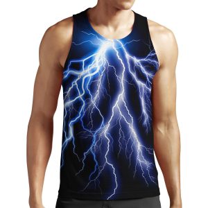 Blue Lightning Thunder At Night Graphic Art 2 All-over-print Unisex Tank Top