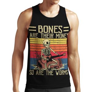 Bones Are Their Money Skeleton Playing Guitar Retro Vintage All-over-print Unisex Tank Top