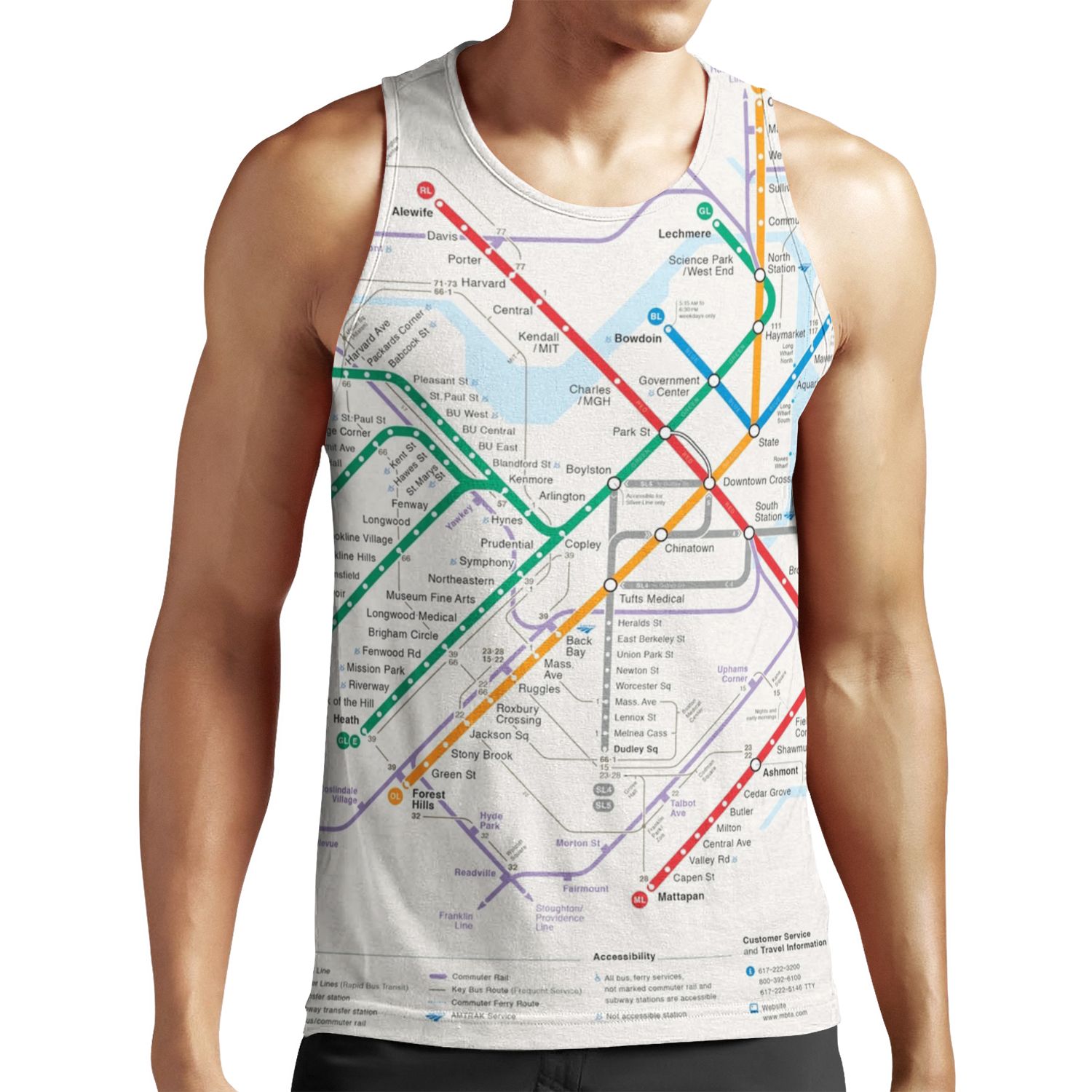 Boston Area Transport System Map All-over-print Unisex Tank Top