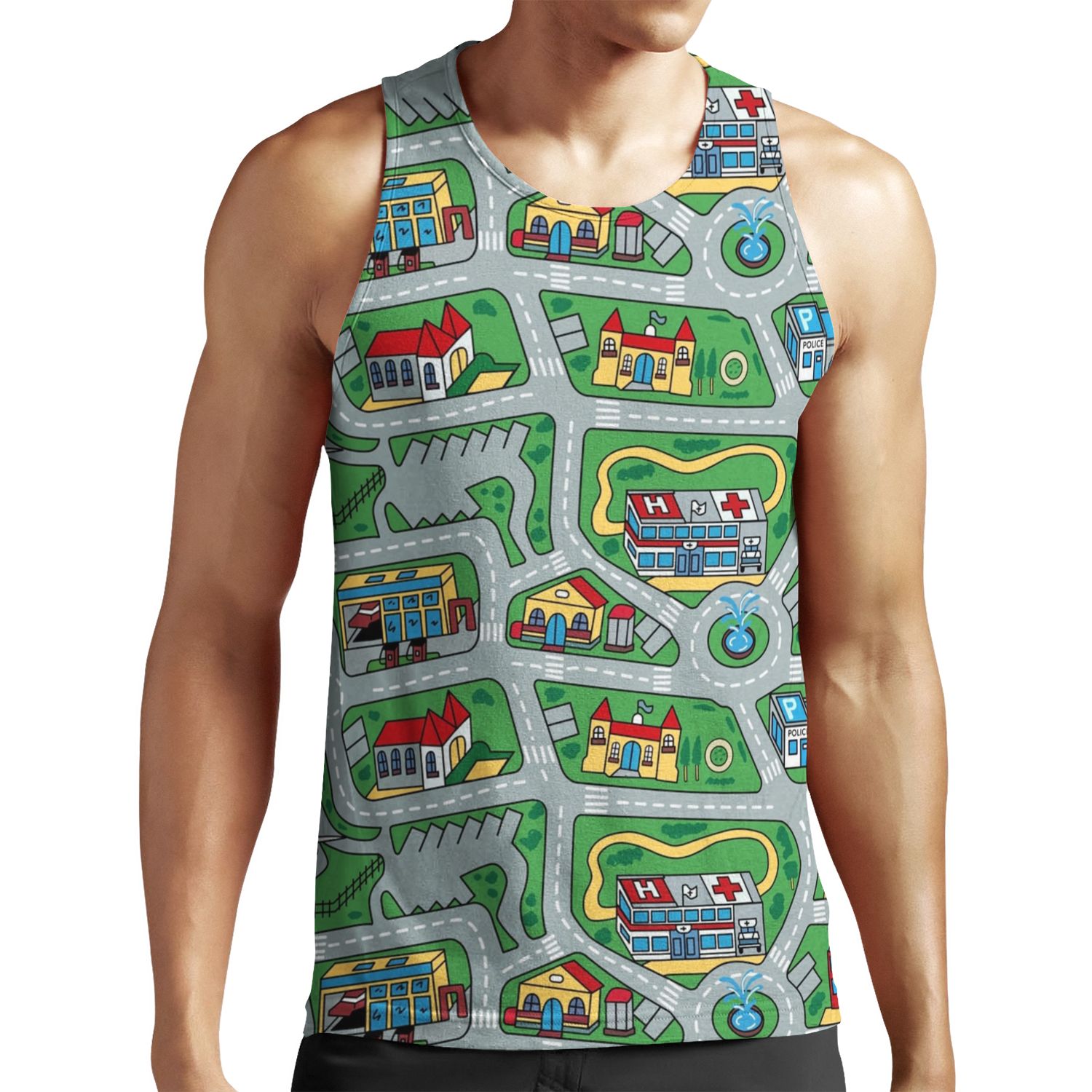 Car City Carpet Road Rug 90S Nostalgic Toy All-over-print Unisex Tank Top